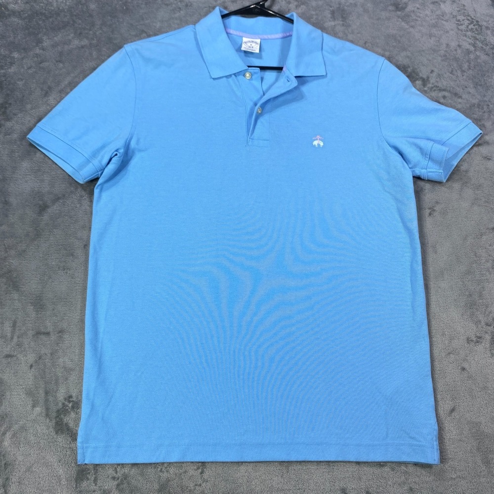 Brooks Brothers Performance Polo Shirt Mens Medium Slim Fit All Cotton Blue